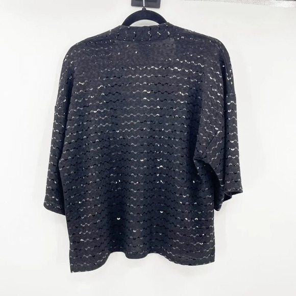 Ciara Sun Woo Black Silver Kimono Open Cardigan Sweater Women's Size L - Picture 2 of 3
